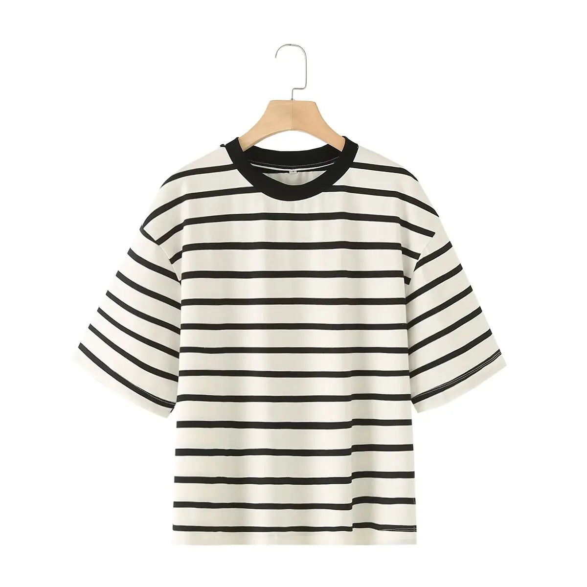 Striped Women's Fashion T-shirts O-neck Short Sleeve Tee Tshirts Blouse Top Cotton Tops for Summer 2024 Harajuku Tshirt