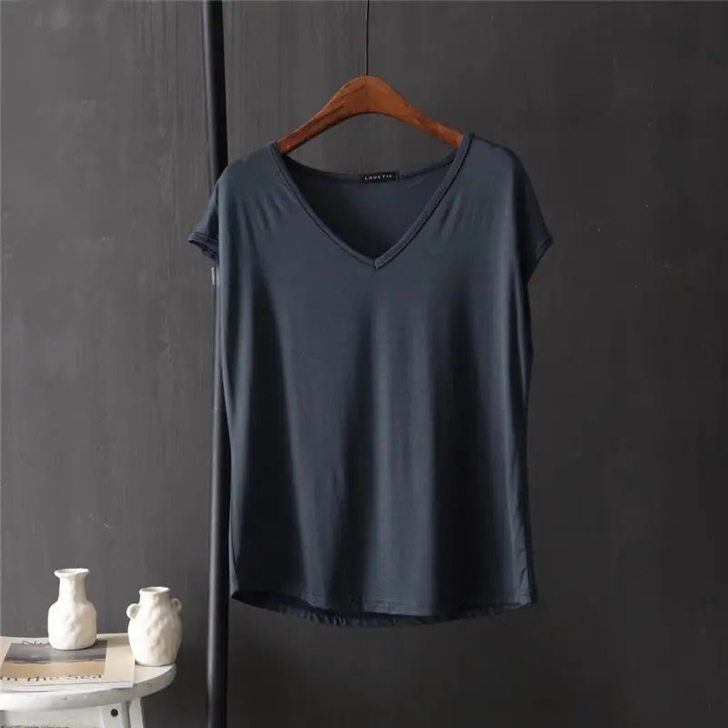 Fashion V-Neck Solid Color All-match T-Shirt Female Clothing 2025 Summer New Loose Casual Pullovers Sleeveless Commute Tee Shirt