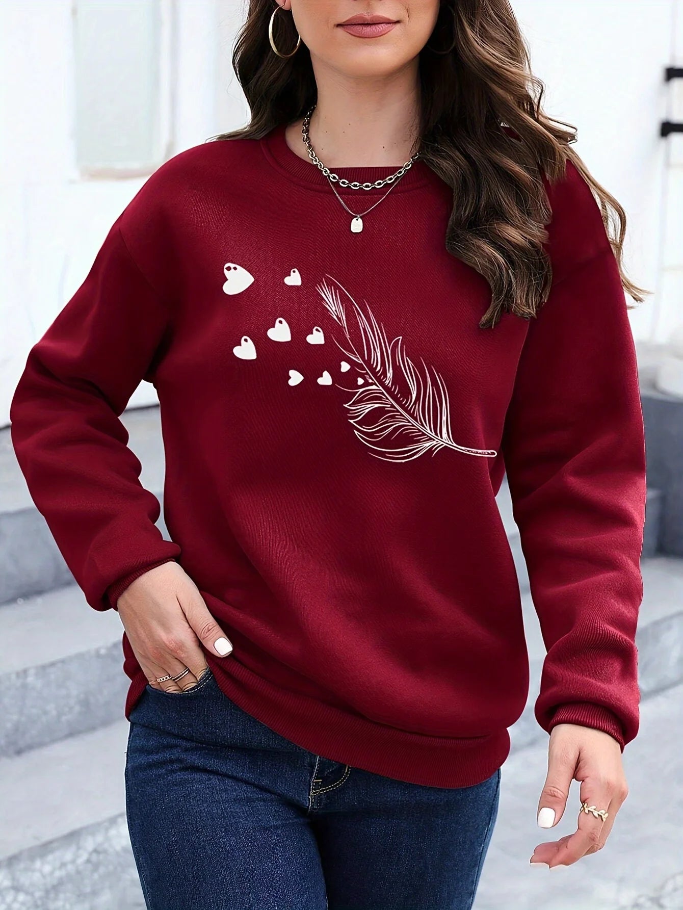 Loose Sweatshirt Casual Long Sleeve Women Autumn and winter  Comfortable Pullover Crewneck Loose Female Clothes