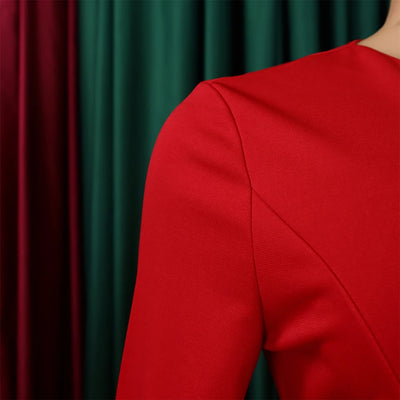 Elegant Office Dress for Women Professional Skew Collar Full Sleeve Sheath Package Hips Mid Calf Formal Business Work Wear Dress