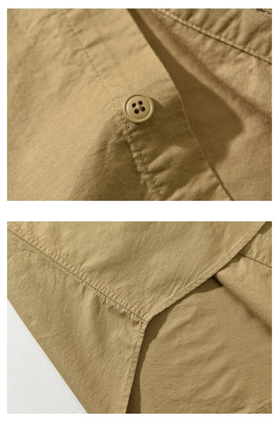 Spring new men's shirt with a high sense of fashion casual cotton loose shirt solid color match