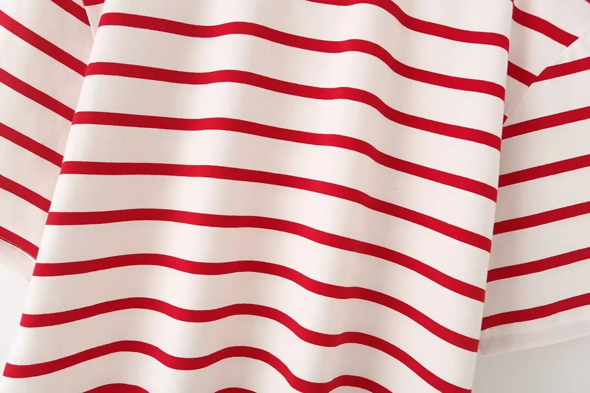 Striped Women's Fashion T-shirts O-neck Short Sleeve Tee Tshirts Blouse Top Cotton Tops for Summer 2024 Harajuku Tshirt