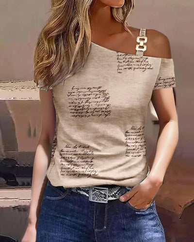 Loose Elegant Lady Clothes 2024 Blusas Para Mujer Women Summer Stripe One Shoulder Short Sleeve Casual Blouse Tops T-shirt