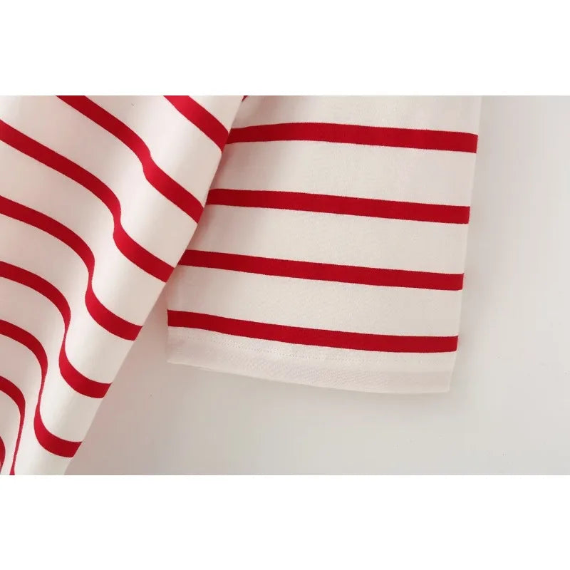 Striped Women's Fashion T-shirts O-neck Short Sleeve Tee Tshirts Blouse Top Cotton Tops for Summer 2024 Harajuku Tshirt