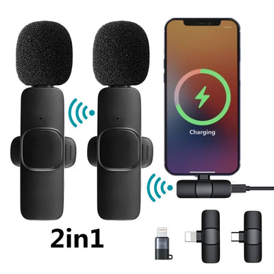 Wireless Lavalier Microphone Portable Audio Video Recording Mini Mic for iPhone Android Video Live Broadcast Gaming Microfonoe