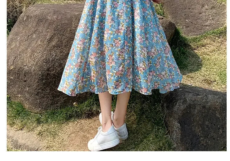 Midi Flower Women's Dress Floral Female Dresses 2024 Clothing New in Features Cotton Chic and Elegant Pretty Cheap Casual Loose