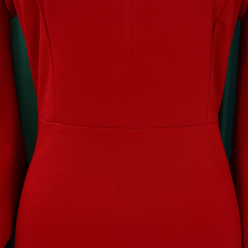 Elegant Office Dress for Women Professional Skew Collar Full Sleeve Sheath Package Hips Mid Calf Formal Business Work Wear Dress