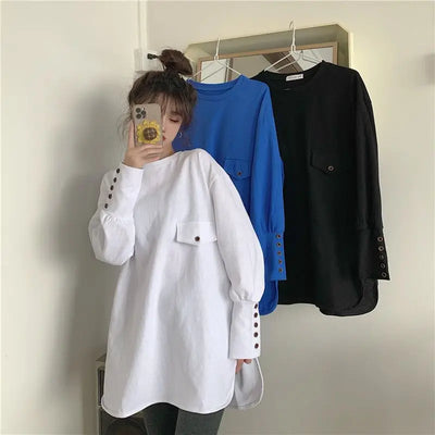 Cotton White Tshirts 2024 Clothes Plain Blue Female Tops Women's T Shirts Loose Funny Spring and Autumn Sale Elegant Youth Tees