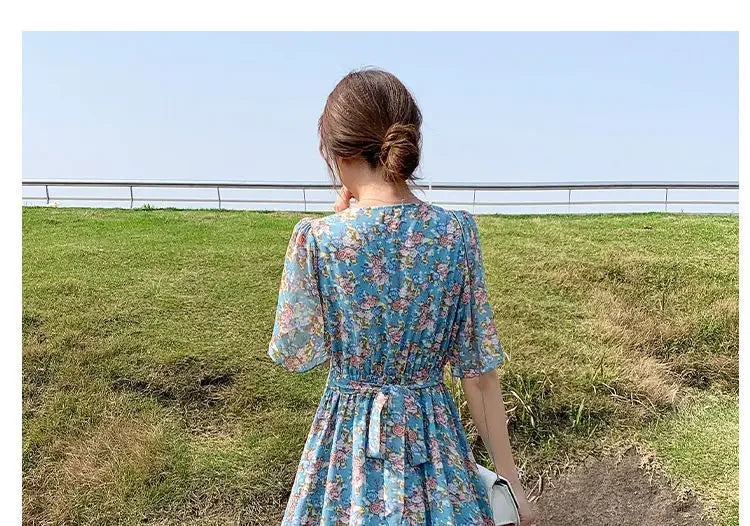 Midi Flower Women's Dress Floral Female Dresses 2024 Clothing New in Features Cotton Chic and Elegant Pretty Cheap Casual Loose