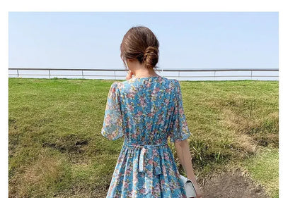 Midi Flower Women's Dress Floral Female Dresses 2024 Clothing New in Features Cotton Chic and Elegant Pretty Cheap Casual Loose