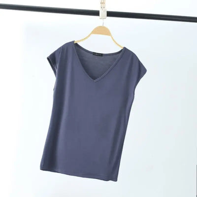 Fashion V-Neck Solid Color All-match T-Shirt Female Clothing 2025 Summer New Loose Casual Pullovers Sleeveless Commute Tee Shirt
