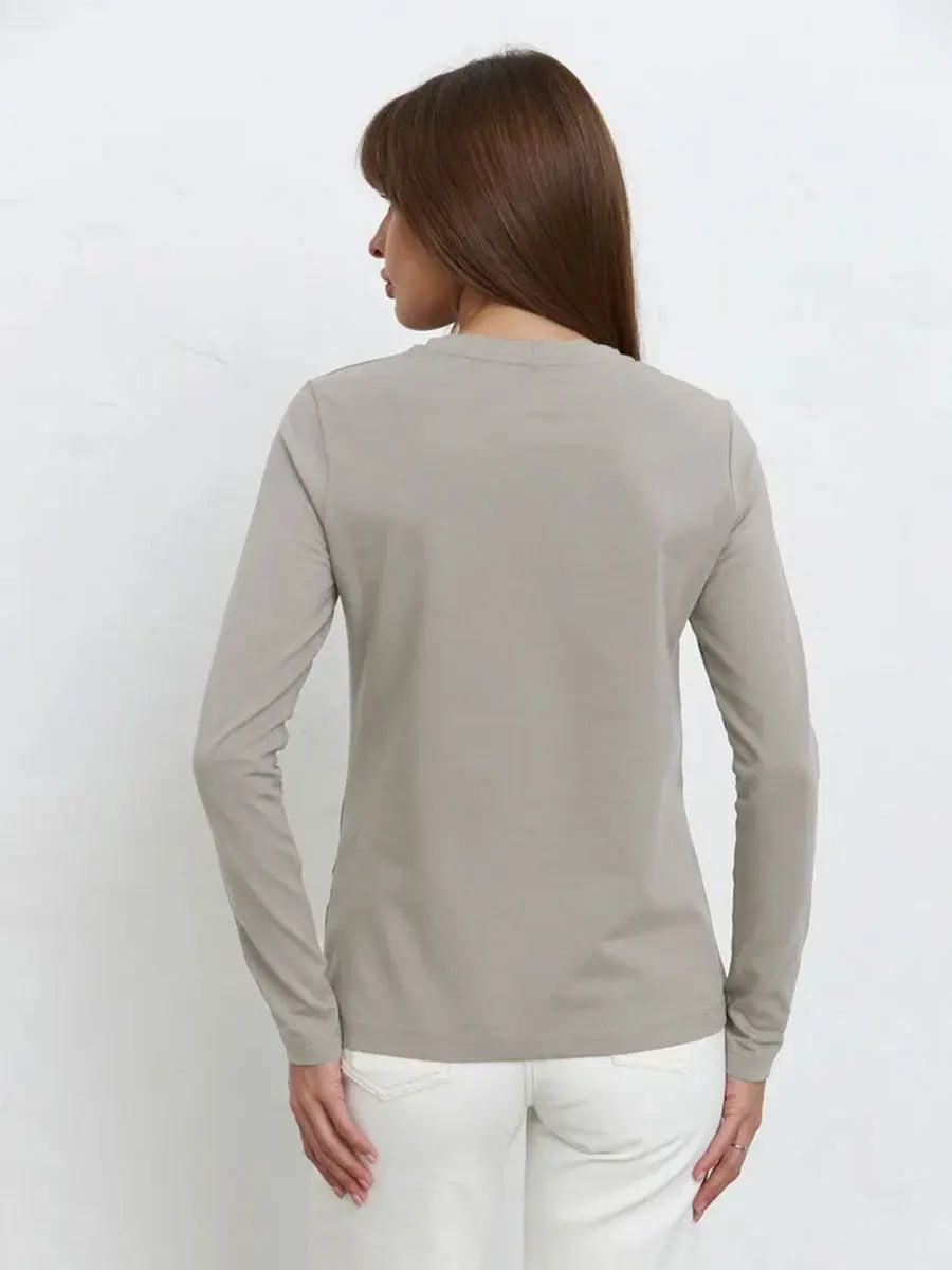 Wolfeel Women's Spring Autumn 100% Cotton T-shirt Bottoming Basic Solid Lady Long Sleeve Loose Tops Shirts Oversized T Shirt