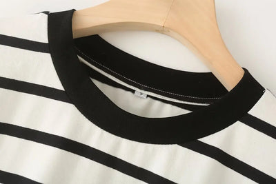 Striped Women's Fashion T-shirts O-neck Short Sleeve Tee Tshirts Blouse Top Cotton Tops for Summer 2024 Harajuku Tshirt