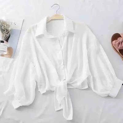 2024 Casual Woman Tops Sun Protection Clothes New Summer Button Up Women Thin Blouse Female Loose Half Sleeve Women's Shirt 9494