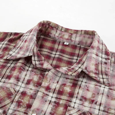 Wolfeel  Spring  Autumn New Personalized Street Retro Vintage Plaid Shirt Women's Loose Outer Long Sleeved Women Loose Shirt
