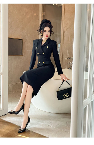 Fashion Ladies Business Formal Occasion Pencil Dresses Women Clothing Elegant Commute Black Slim Dress Mujer Robe Femme Vestidos