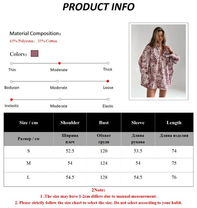 Wolfeel  Spring  Autumn New Personalized Street Retro Vintage Plaid Shirt Women's Loose Outer Long Sleeved Women Loose Shirt