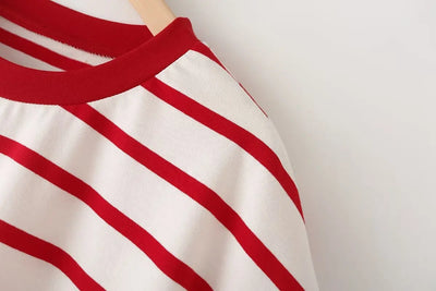 Striped Women's Fashion T-shirts O-neck Short Sleeve Tee Tshirts Blouse Top Cotton Tops for Summer 2024 Harajuku Tshirt