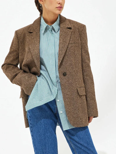 Wolfeel Loose Striped Shirts 2025 Autumn Chic 100% Cotton Blouse Female Tops Casual Lapel Oversized Lace Up Women Shirts