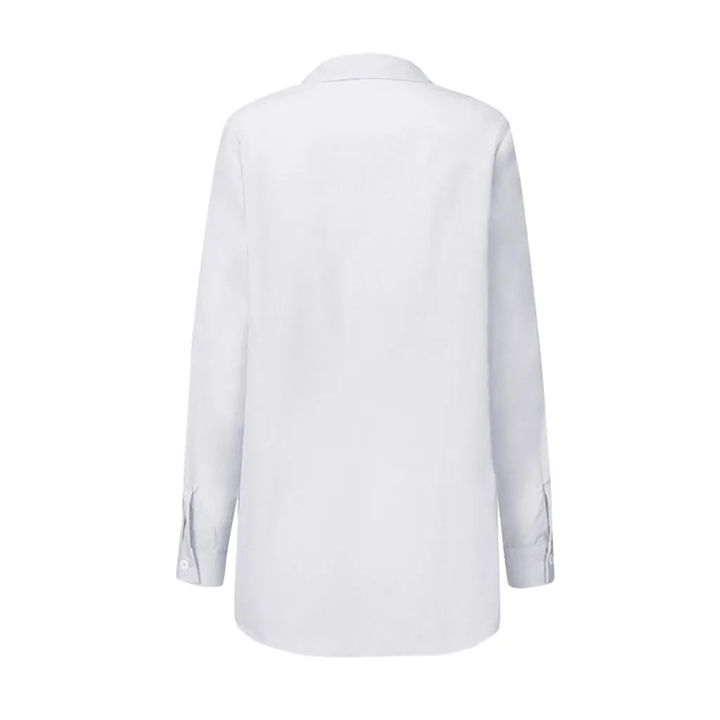 Blouses Women Tops Shirts Turn Down Collar Spring Y2k Streetwear Slim Fit Casual Lace Up Work High Waist Shirt Top Elegant White