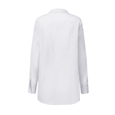 Blouses Women Tops Shirts Turn Down Collar Spring Y2k Streetwear Slim Fit Casual Lace Up Work High Waist Shirt Top Elegant White