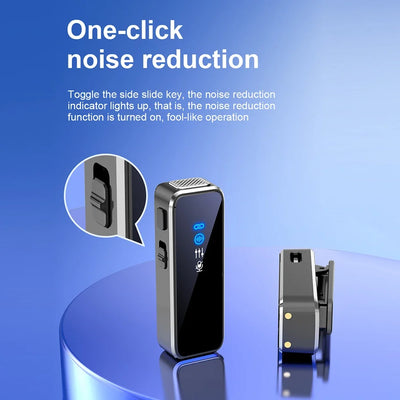 Wireless Lavalier Microphone Mini Portable Lapel Mic Dual-Channel Audio Video Voice Recording LCD for iPhone Android Live Stream