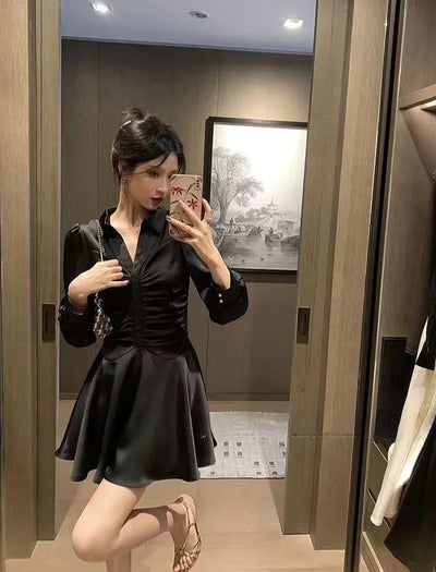 Midi Dresses for Women New In Woman Long Sleeve Dress High Quality Elegant Party Korean Style Sensual Sexy Trendy Features Hot G