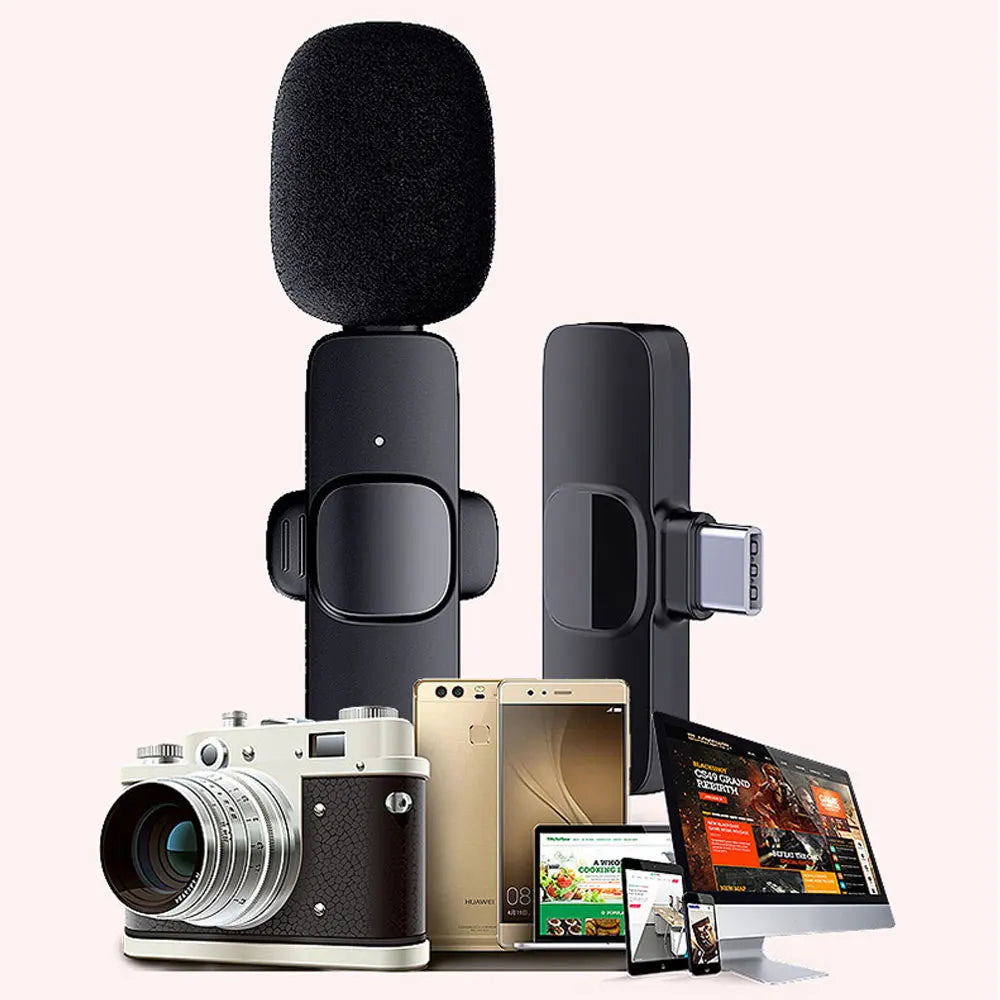 Wireless Lavalier Microphone Portable Audio Video Recording Mini Mic for iPhone Android Video Live Broadcast Gaming Microfonoe