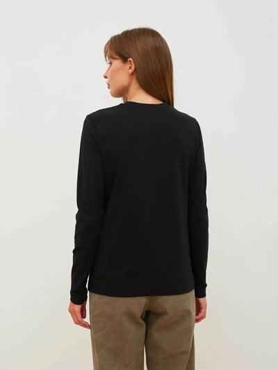 Wolfeel Women's Spring Autumn 100% Cotton T-shirt Bottoming Basic Solid Lady Long Sleeve Loose Tops Shirts Oversized T Shirt