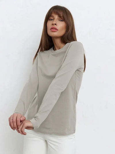 Wolfeel Women's Spring Autumn 100% Cotton T-shirt Bottoming Basic Solid Lady Long Sleeve Loose Tops Shirts Oversized T Shirt